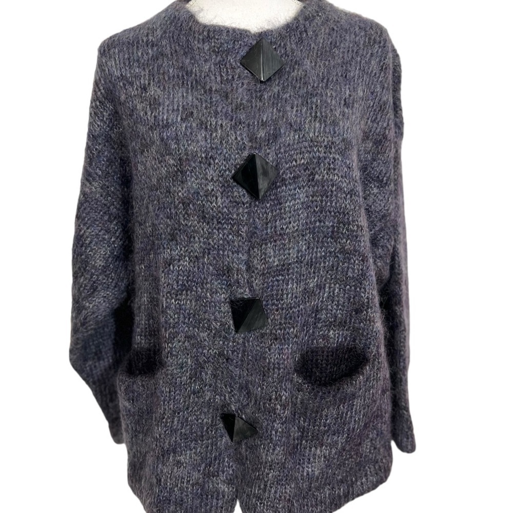 Barbara Wells Studio Soft Fuzzy Mohair Blend Cardigan Women Small Runs Large